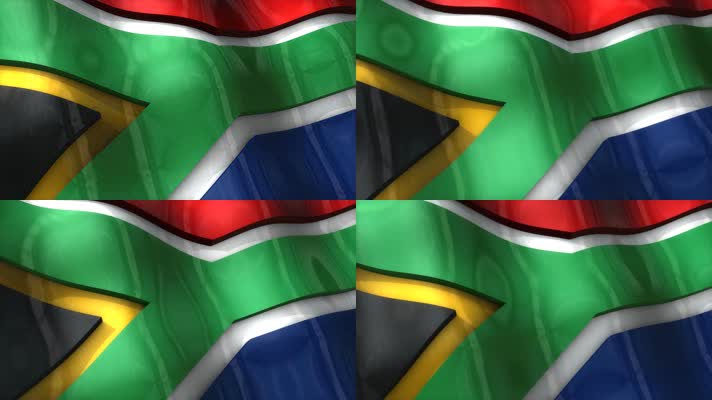 南非国旗飘扬 国旗波浪状飘扬  
