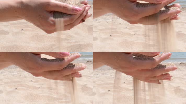 双手 手捧沙子 手握沙子 
