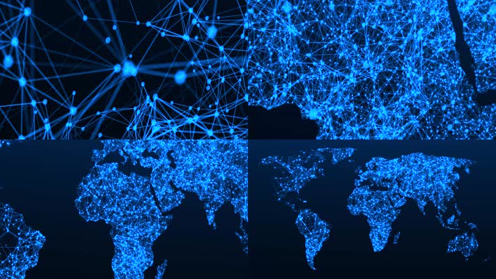 信息科技网络空间点线连接世界地图科技背景