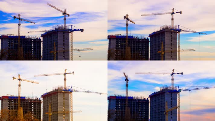 城市建设 施工 建筑工地 起吊机 