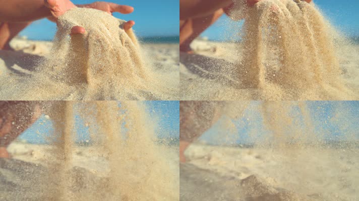 手捧沙子 手握沙子 海边 海滩  
