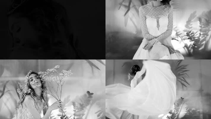 黑白艺术美女时装婚纱宣传片