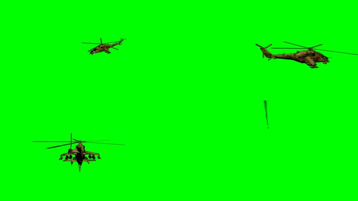 绿屏武装直升飞机特效素材