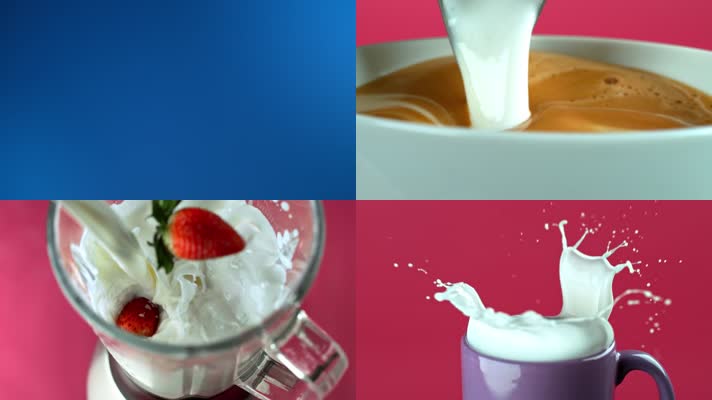 草莓牛奶咖啡巧克力液体碰撞慢动作