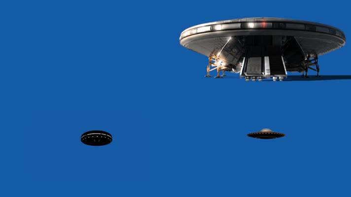 蓝屏不明飞行物UFO抠像素材