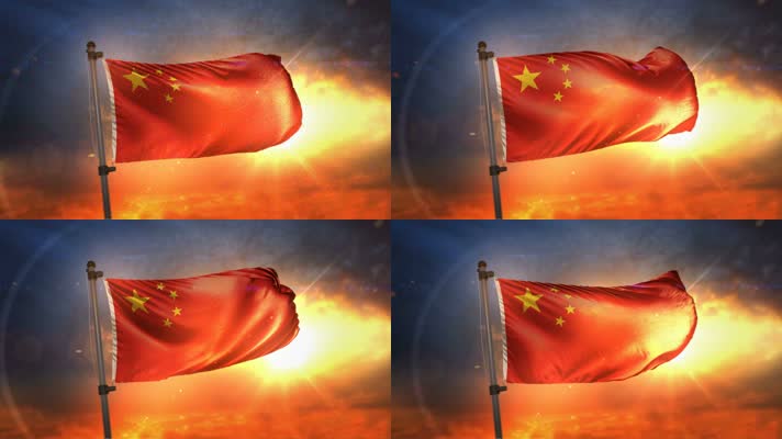中国国旗飘扬高清视频素材
