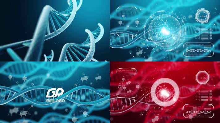 高科技震撼医学DNA分子化学式LOGO片头开场