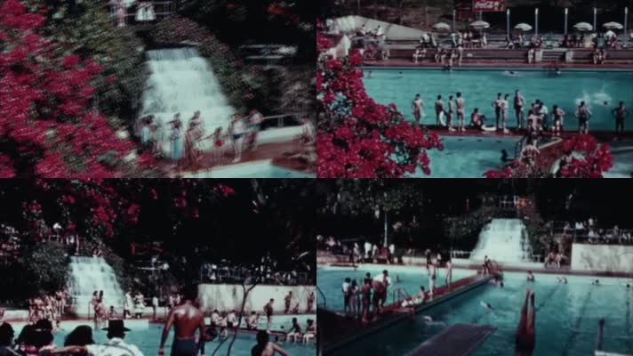 60年代盛夏美国城市露天游泳池