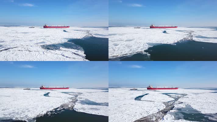 破冰之旅 航拍破冰船 破冰船 