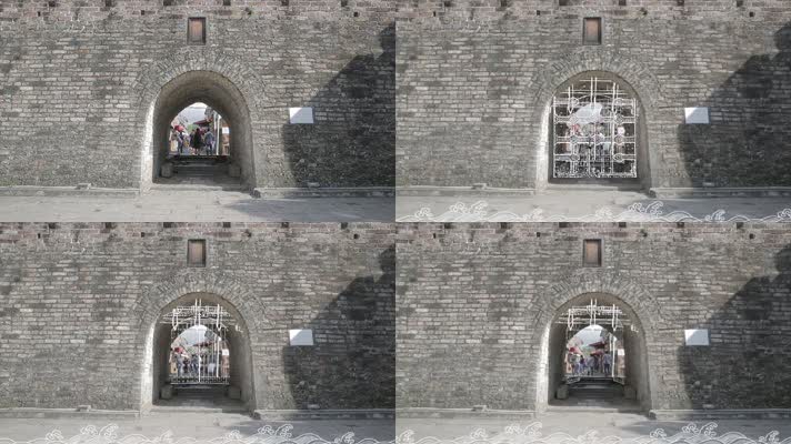  古代城墙城楼大门白边手绘城门动画AE模版