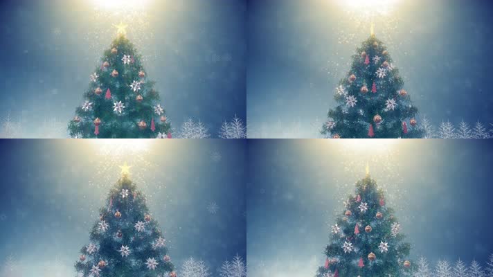 唯美圣诞树 圣诞雪花 粒子 