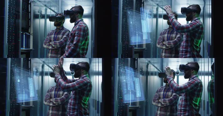 VR体验 工程师戴VR眼镜 网管  