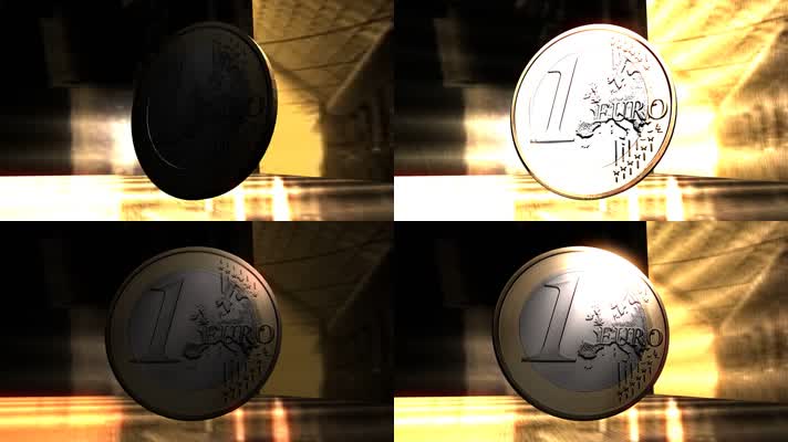 硬币 欧元 3d动画  