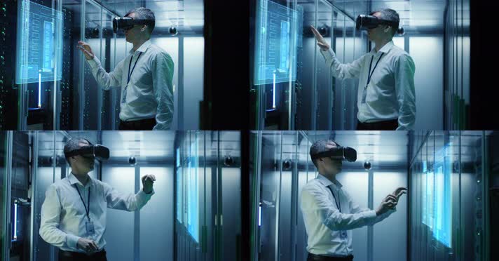 VR体验 工程师戴VR眼镜  网管  