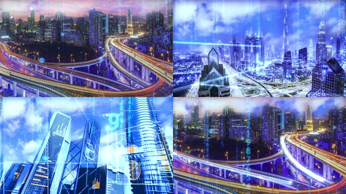 信息科技大数据智慧城市粒子光线穿梭