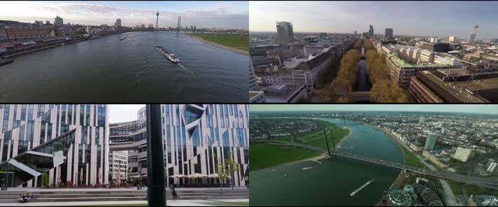 航拍德国杜塞尔多夫城市宣传片