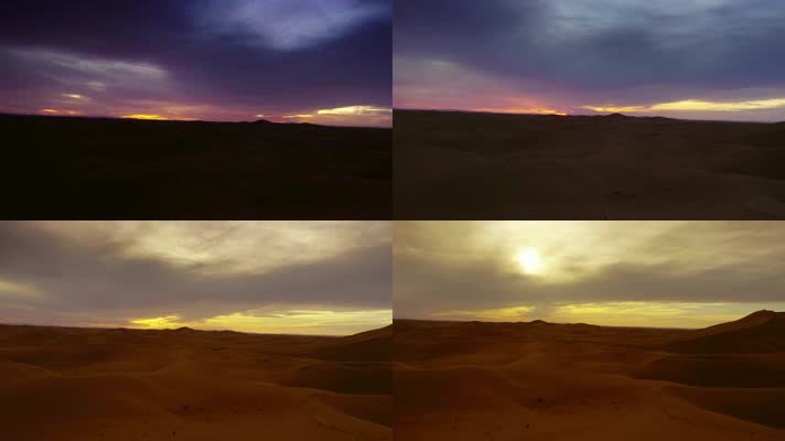 黄昏沙漠风光延时摄影