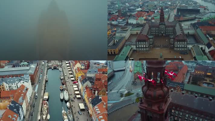 航拍丹麦首都哥本哈根城市旅游宣传片