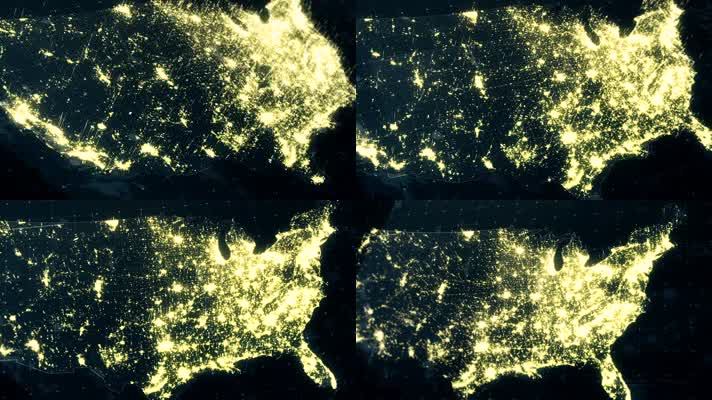 美国卫星地图夜晚灯光分布