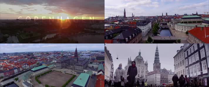 航拍丹麦首都哥本哈根城市宣传片