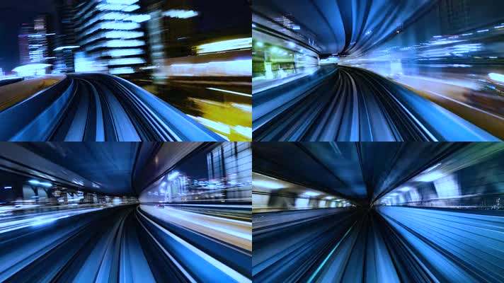 科幻城市隧道穿梭延时摄影