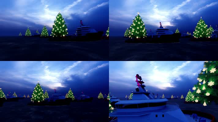 圣诞树大海帆船