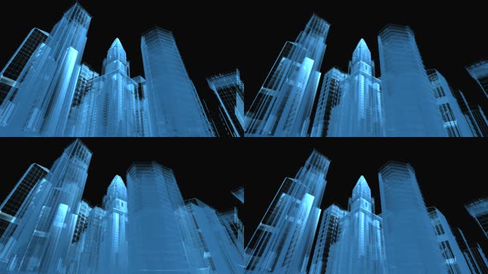 蓝色科技虚拟建筑模型动画