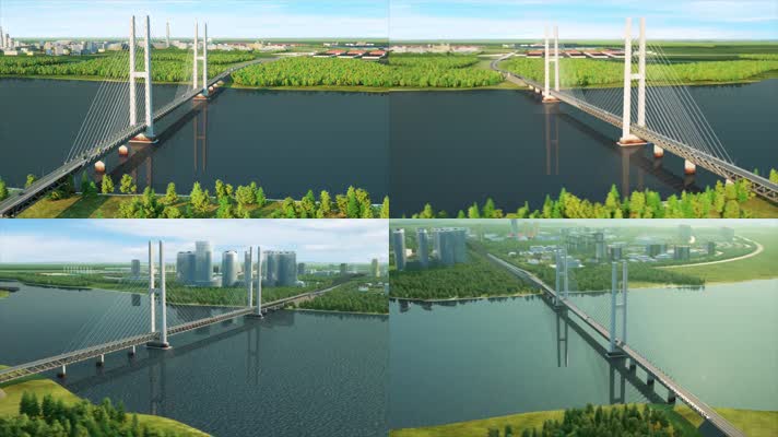 城市跨江大桥动画
