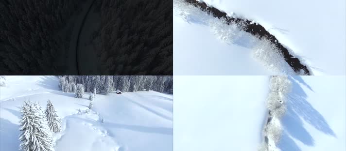 4K雪山冬季雾凇滑雪