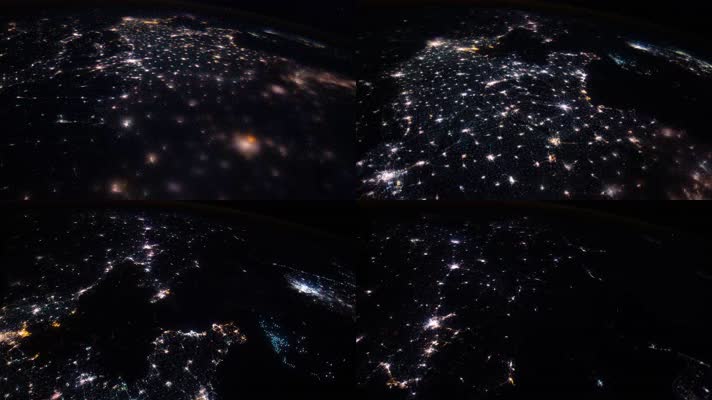 4k航拍中国华东华北城市夜景卫星星光图