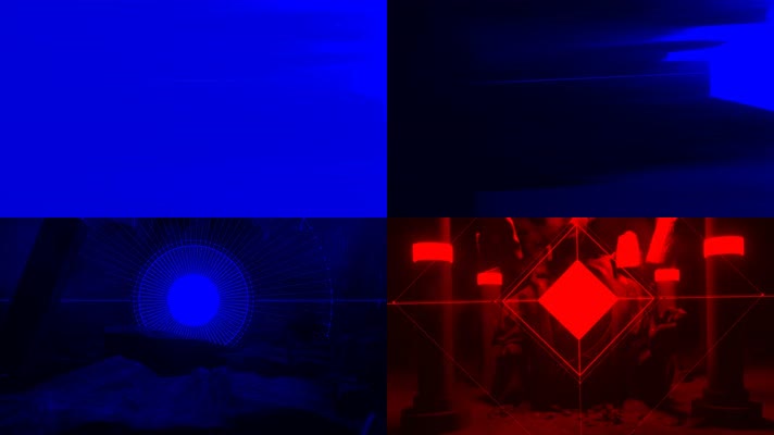 迷幻抽象红蓝几何节奏素材