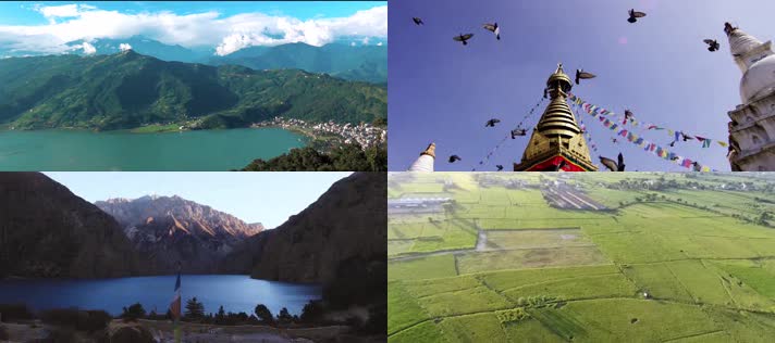 4k航拍尼泊尔海滨山川自然野生动物人文