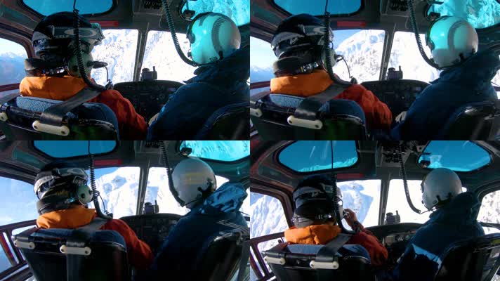 驾驶直升飞机 飞越雪山 