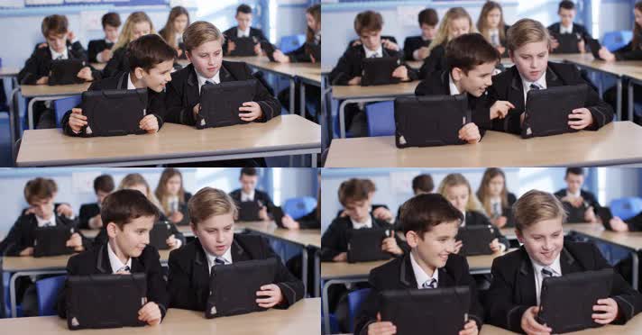 国际学校 教室 学生上计算机课  