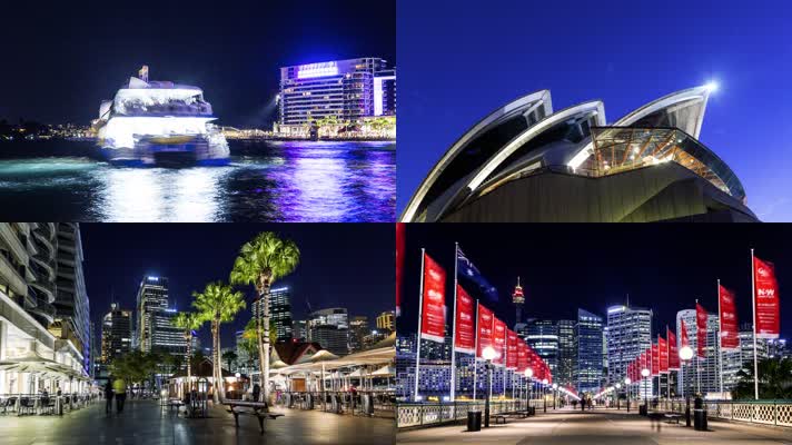澳大利亚悉尼建筑楼宇交通车流人文灯光夜景