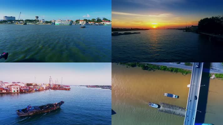 航拍越南湄公河沿岸风景