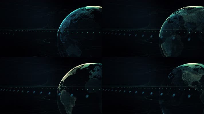 蓝色科技全息光线粒子地球连线视频（超清）