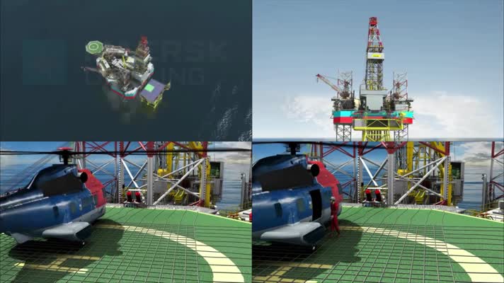 海上石油能源天然气开采勘探平台直升机救援