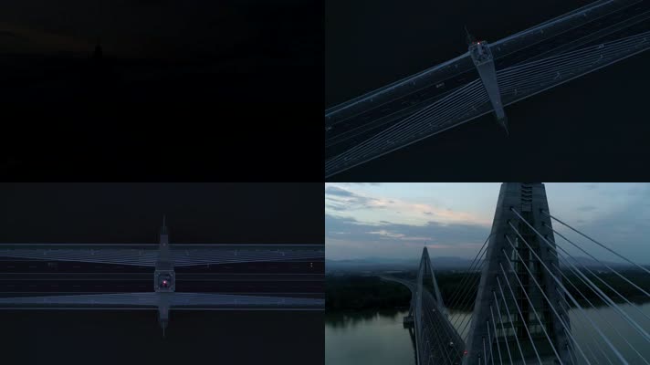 4k航拍跨海大桥吊桥 
