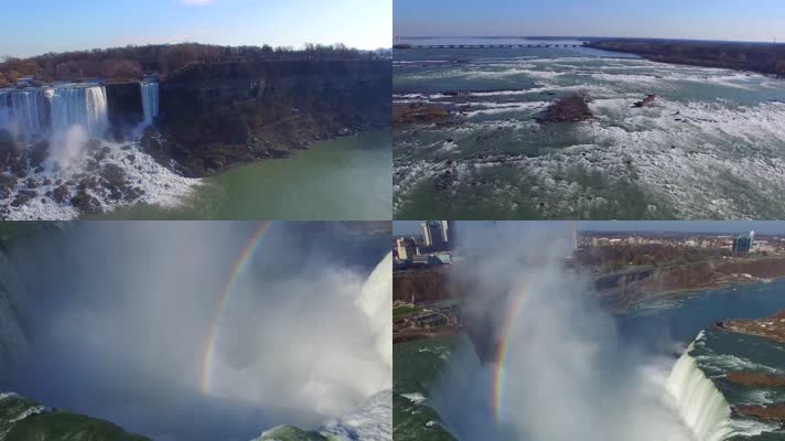 4k航拍美国加拿大尼亚加拉大瀑布