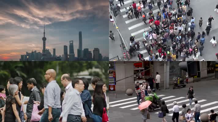 上海街道人流延时摄影