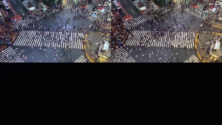 4k航拍香港市区十字路口人来人往延时
