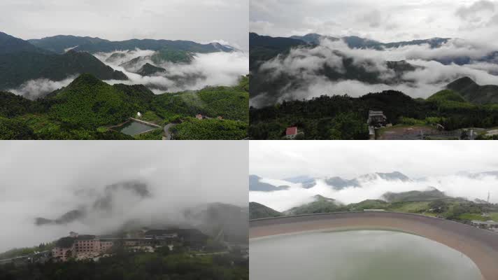 航拍浙江安吉绿水青山水库自然风景