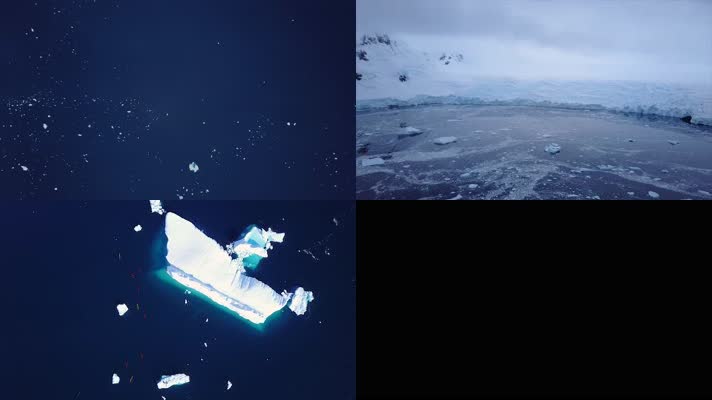 4k航拍南极冰山冰川自然景观