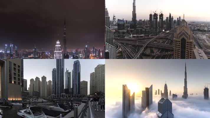 4K迪拜城市风光延时拍摄城市宣传片素材