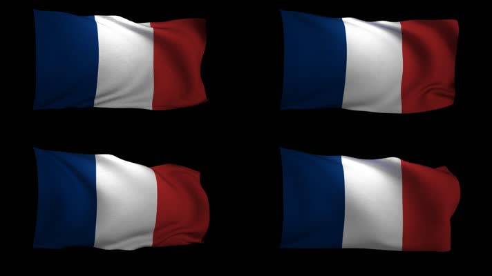 法国国旗 动画 黑背景 抠图  