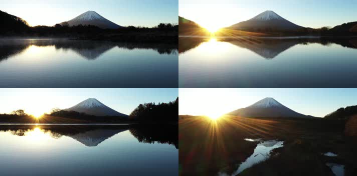 4k日本富士精进湖绝美日出光影
