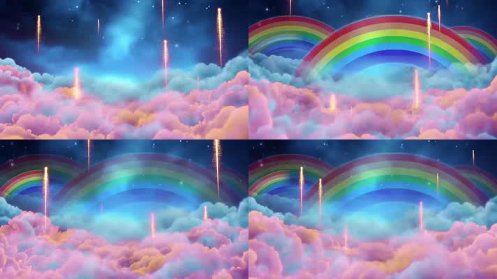 唯美星空云彩彩虹桥粒子穿梭1080p