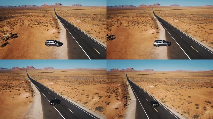 航拍高速公路 沙漠道路  
