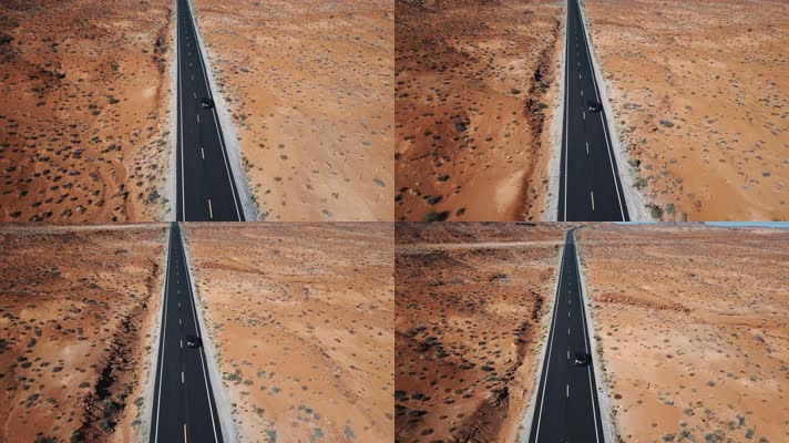 航拍高速公路 沙漠道路 